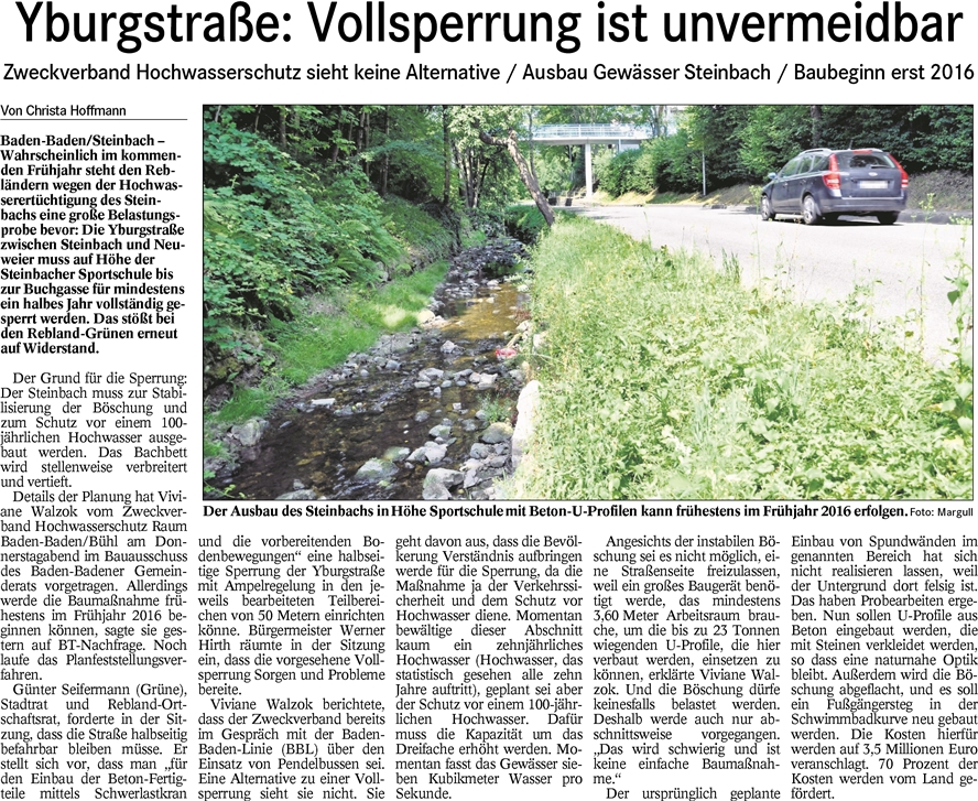 Bad.Tagblatt vom 18.07.15 Yburgstraßen-Vollsperrung unvermeidbar