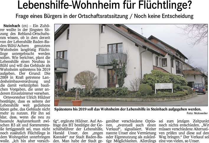 BT 14.01.16 Lebenshilfe-Wohnheim für Flüchtlinge