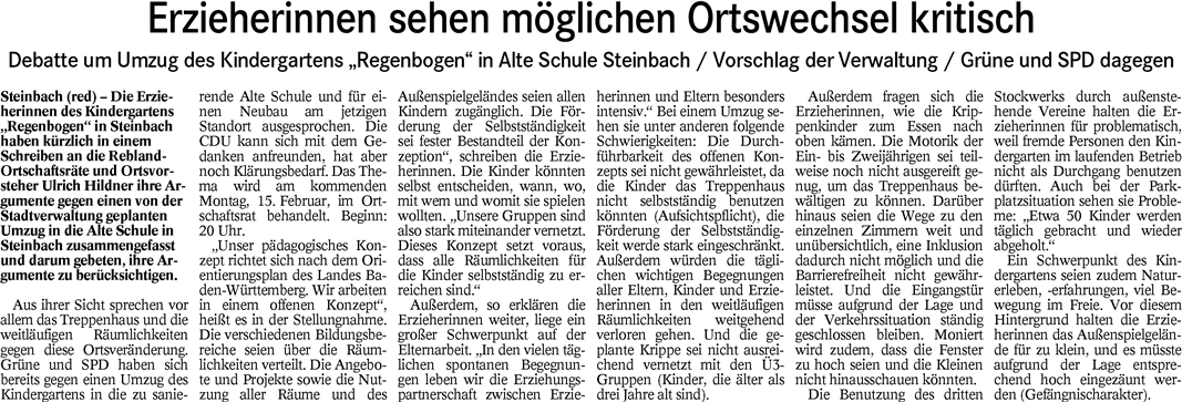 BT 11.02.16 Erzieherinnen sehen kritisch