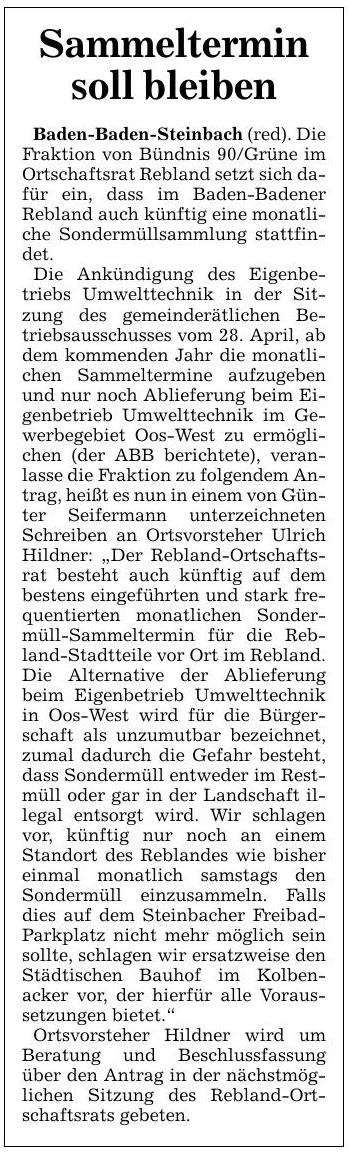 ABB 25.05.16 Sammeltermin soll bleiben