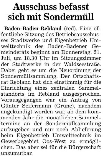 ABB 20.07.16 Ausschuss befasst sich mit Sondermüll