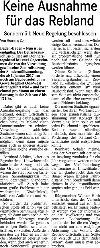 BT 23.07.16  Keine Ausnahme für das Rebland