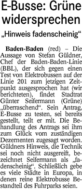 BT 07.09.16 Grüne widersprechen bei E-Bussen